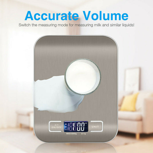 Digital Stainless-Steel Kitchen Scale 5kg / 1g Precision – Silver