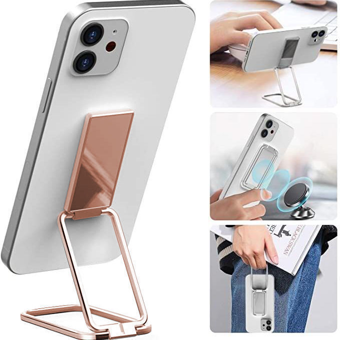 Foldable Metal Phone Holder – Multi-Angle Magnetic Desk Stand (Black / Silver / Rose Gold / Gold)