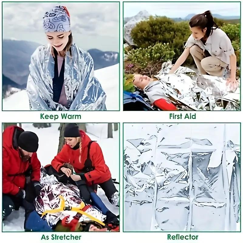 8-Pack Emergency Thermal Survival Blankets – Reflective Rainproof Silver Foil (130×210 cm)