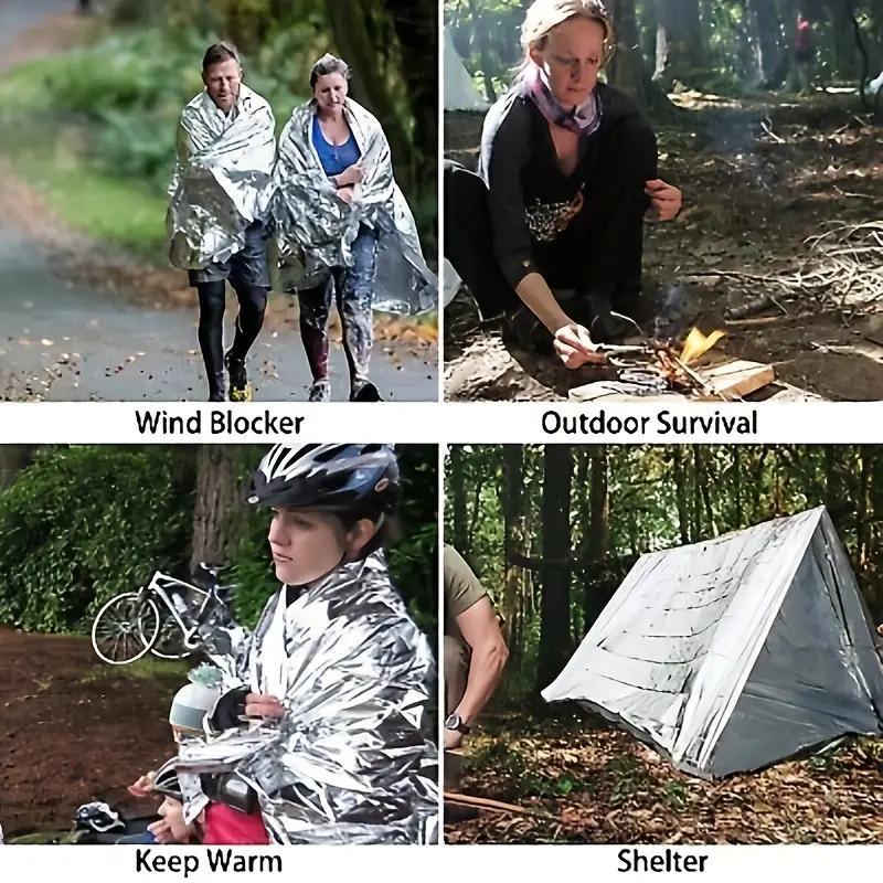 8-Pack Emergency Thermal Survival Blankets – Reflective Rainproof Silver Foil (130×210 cm)