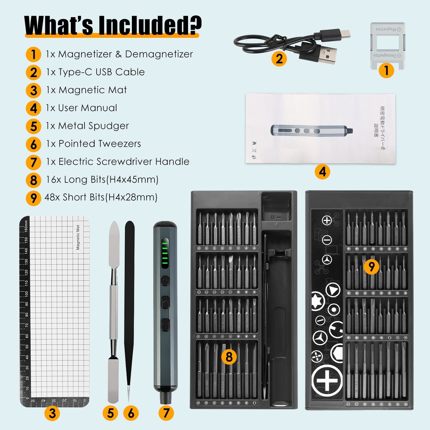 70-in-1 Mini Electric Precision Screwdriver Kit – Rechargeable, Magnetic, 5 Torque Levels