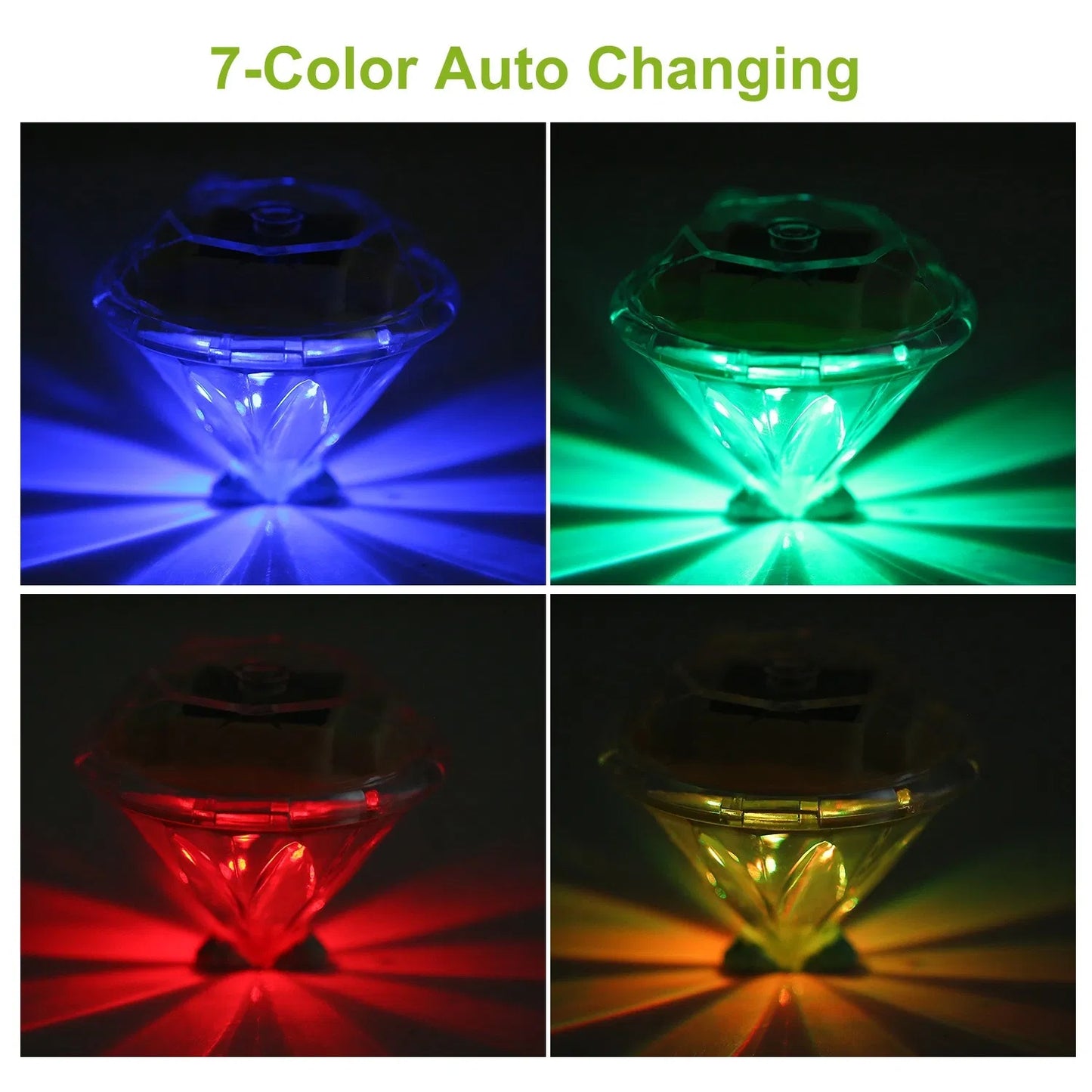 Solar Diamond Garden Lights (4-Pack) – Color-Changing RGB Pathway Stakes | Outdoor Waterproof