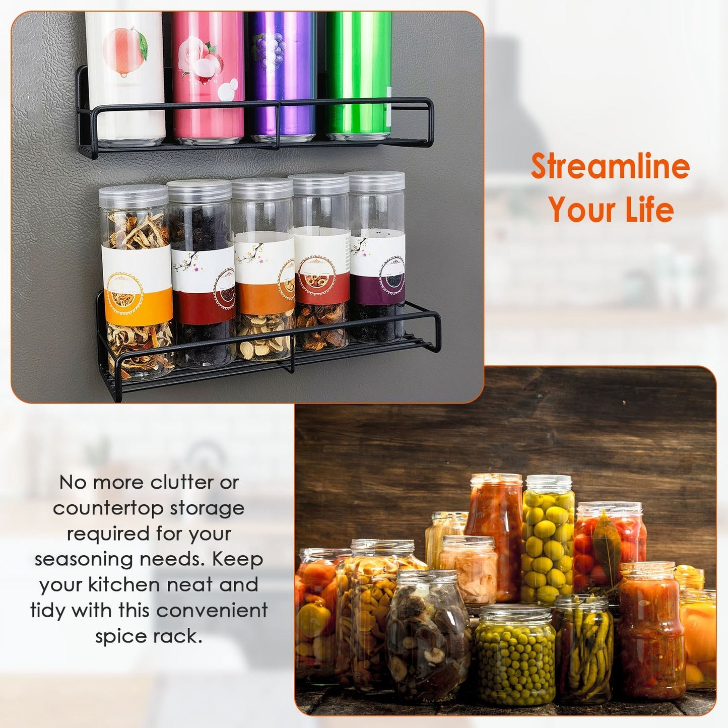 4-Pack Strong Magnetic Spice Rack Organizer