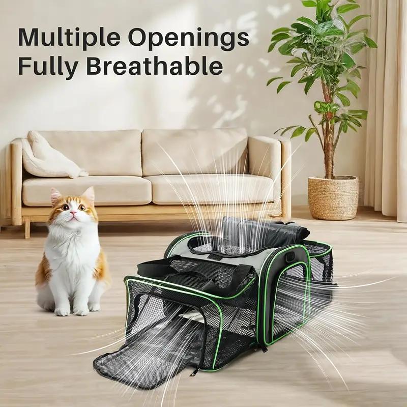Expandable 6-Side Mesh Pet Carrier with Wheels – Foldable, Portable & Airline-Approved for Cats & Small Dogs