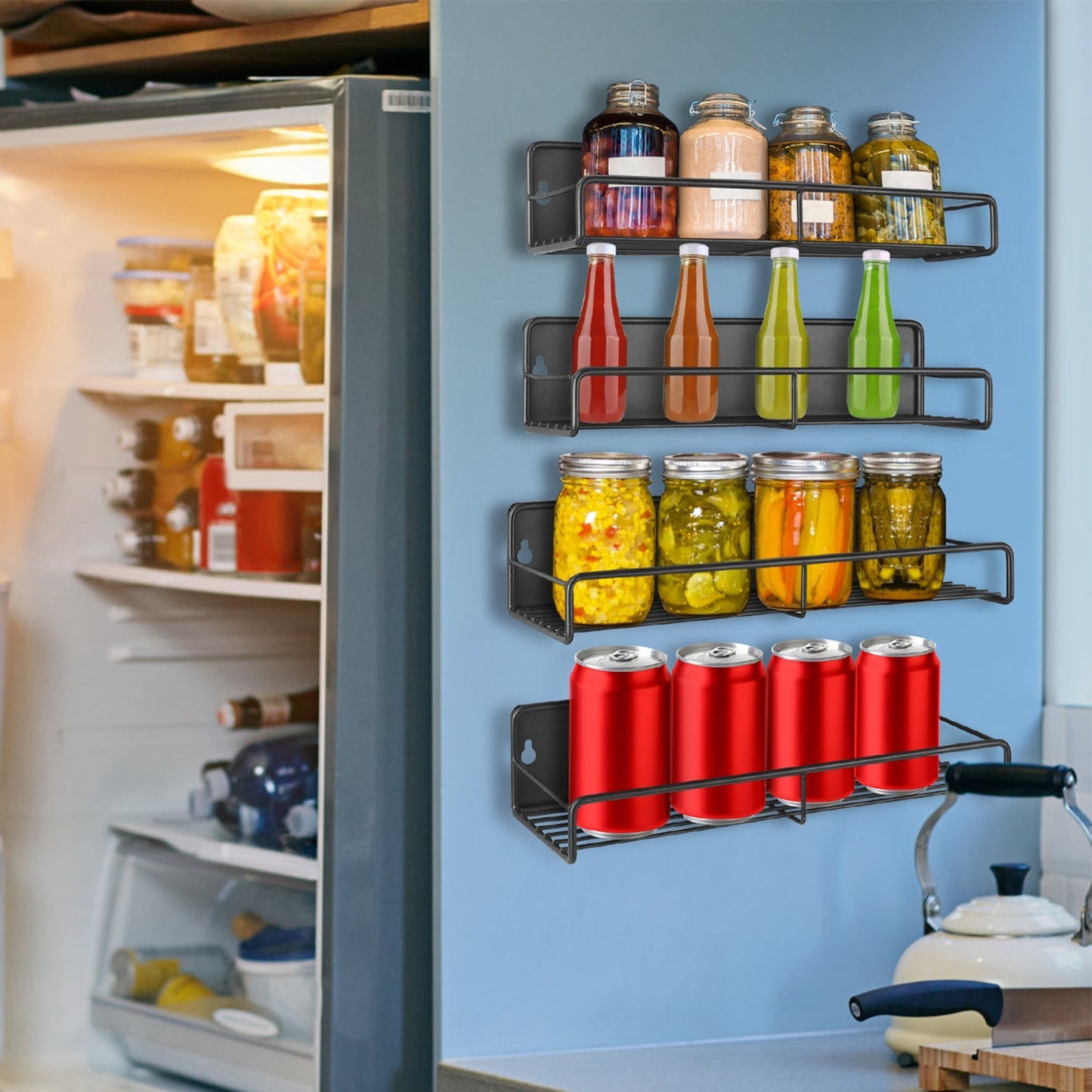 4-Pack Strong Magnetic Spice Rack Organizer