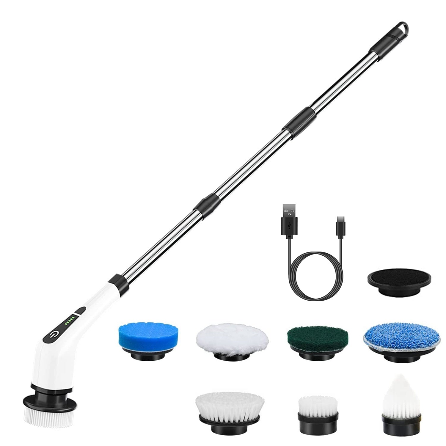 Dual-speed 400RPM electric scrubber with extension arm