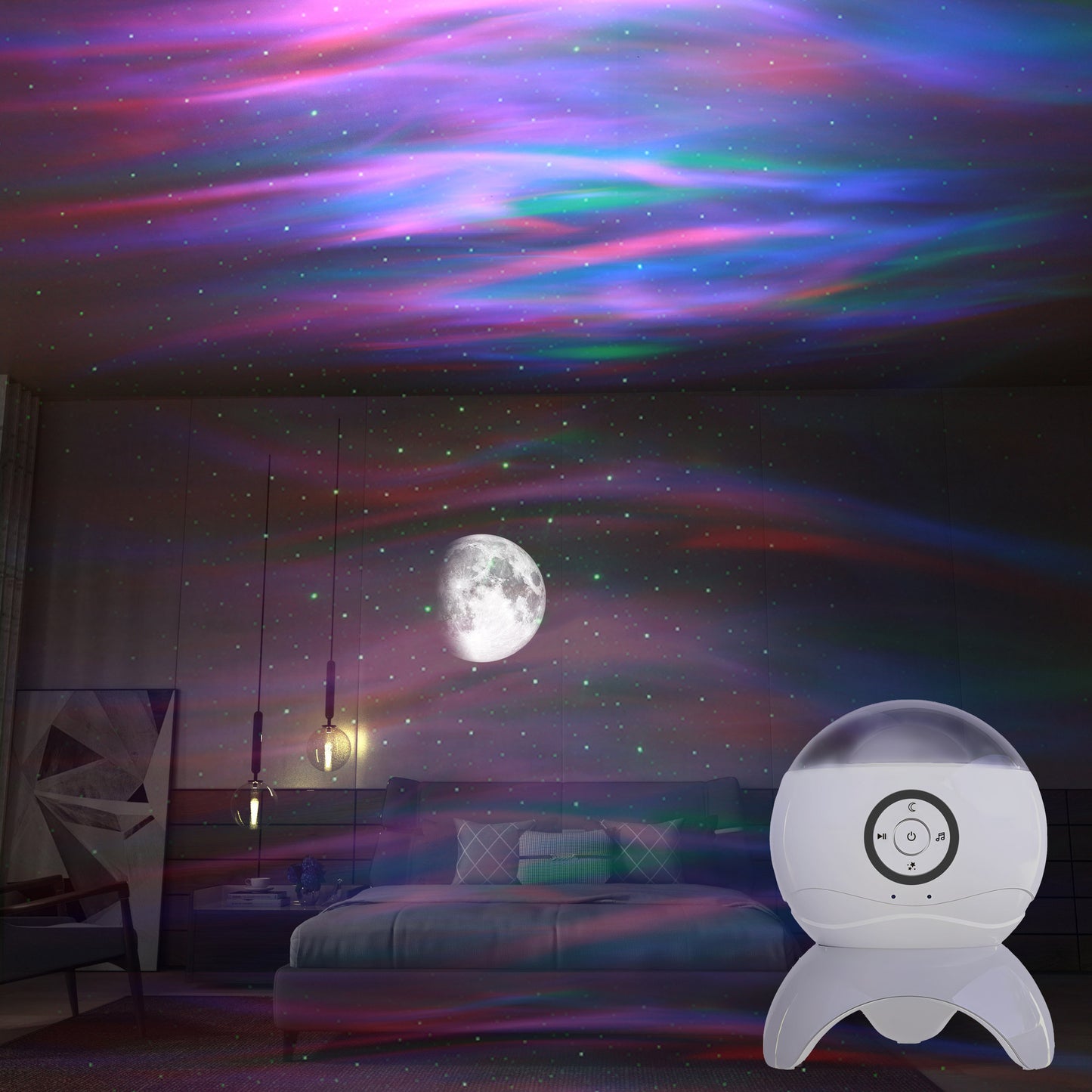 Aurora Starry Sky Projector Lamp with White Noise & Bluetooth (Basic/Bluetooth)