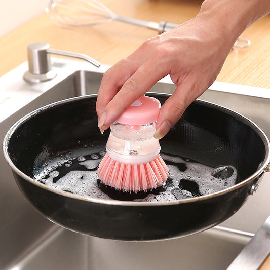 Sponge Dishwashing Brush with Detergent Reservoir – Easy-Clean Kitchen Pot & Dish Scrubber