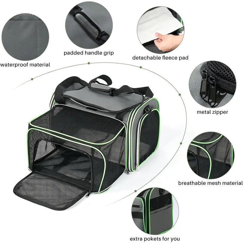 Expandable 6-Side Mesh Pet Carrier with Wheels – Foldable, Portable & Airline-Approved for Cats & Small Dogs