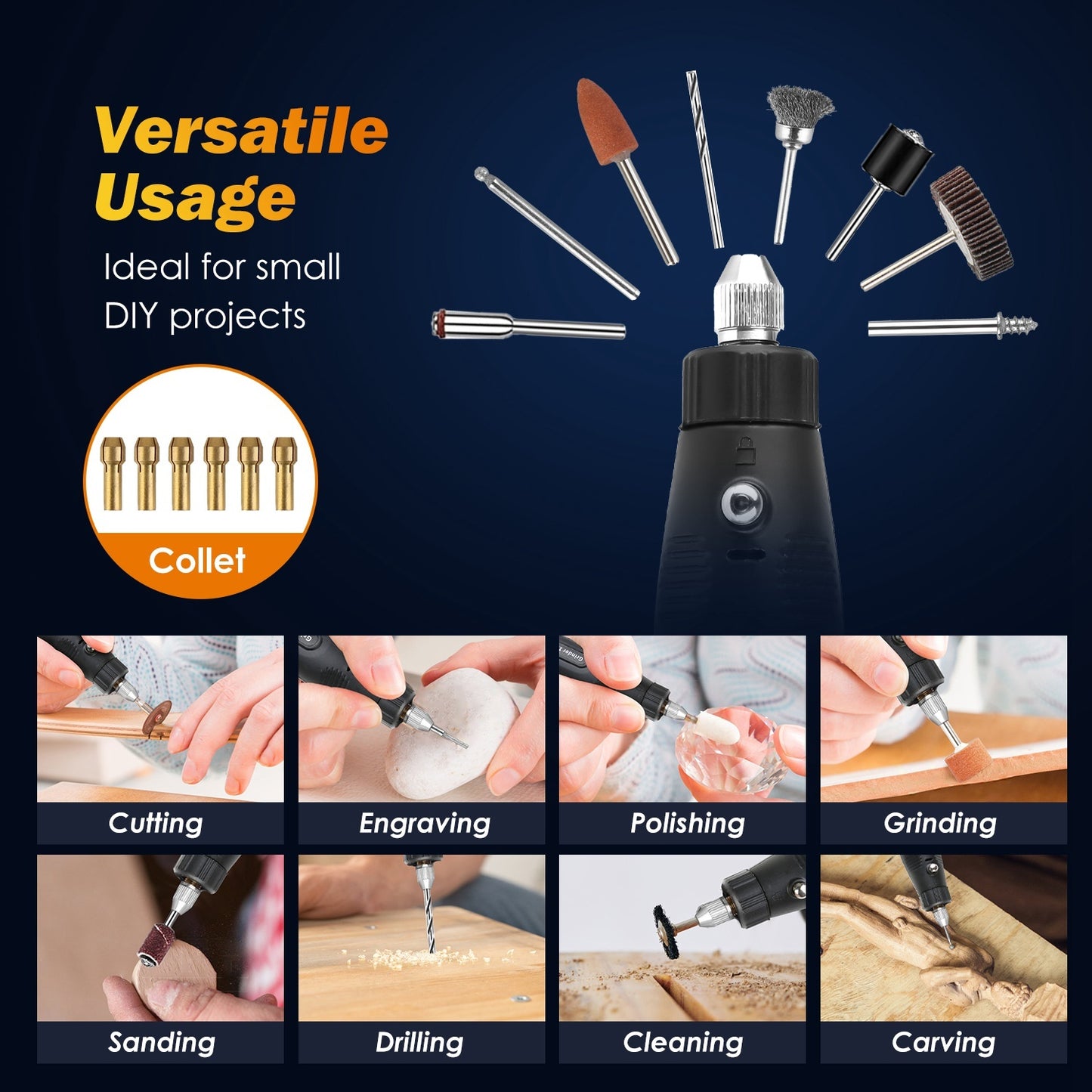 186-Piece Mini Rotary Tool Kit – 150W Electric Engraver, Sander, Grinder & Drill with 5 Speeds
