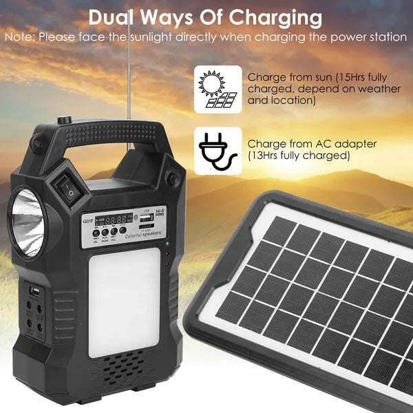Solar Power Station Kit – Portable Rechargeable Backup with LED Bulbs, Flashlight & Solar Panel