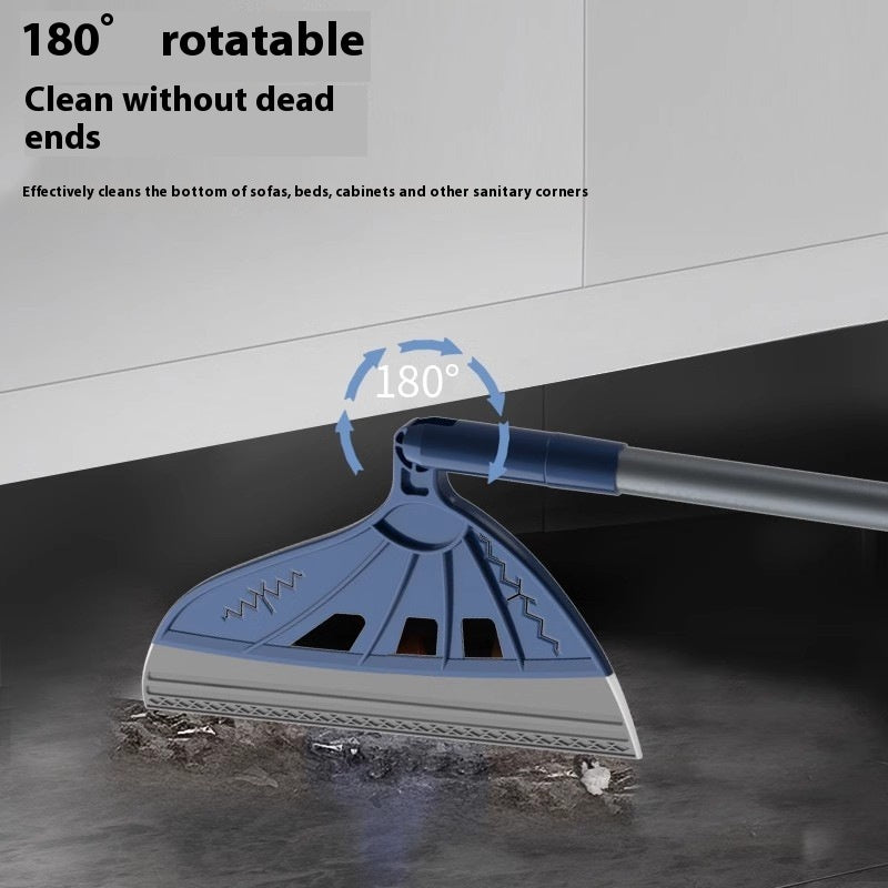 Magic Silicone Broom — Fixed or Rotating Head, Multi-Purpose Floor & Pet Hair Scraper (Blue / Gray / Green)