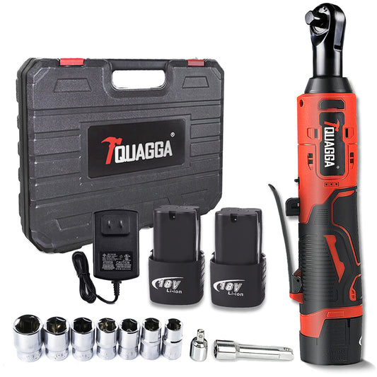 TQUAGGA 18V Cordless Electric Ratchet Wrench Set – Heavy Duty Power Ratchet with 2 Batteries