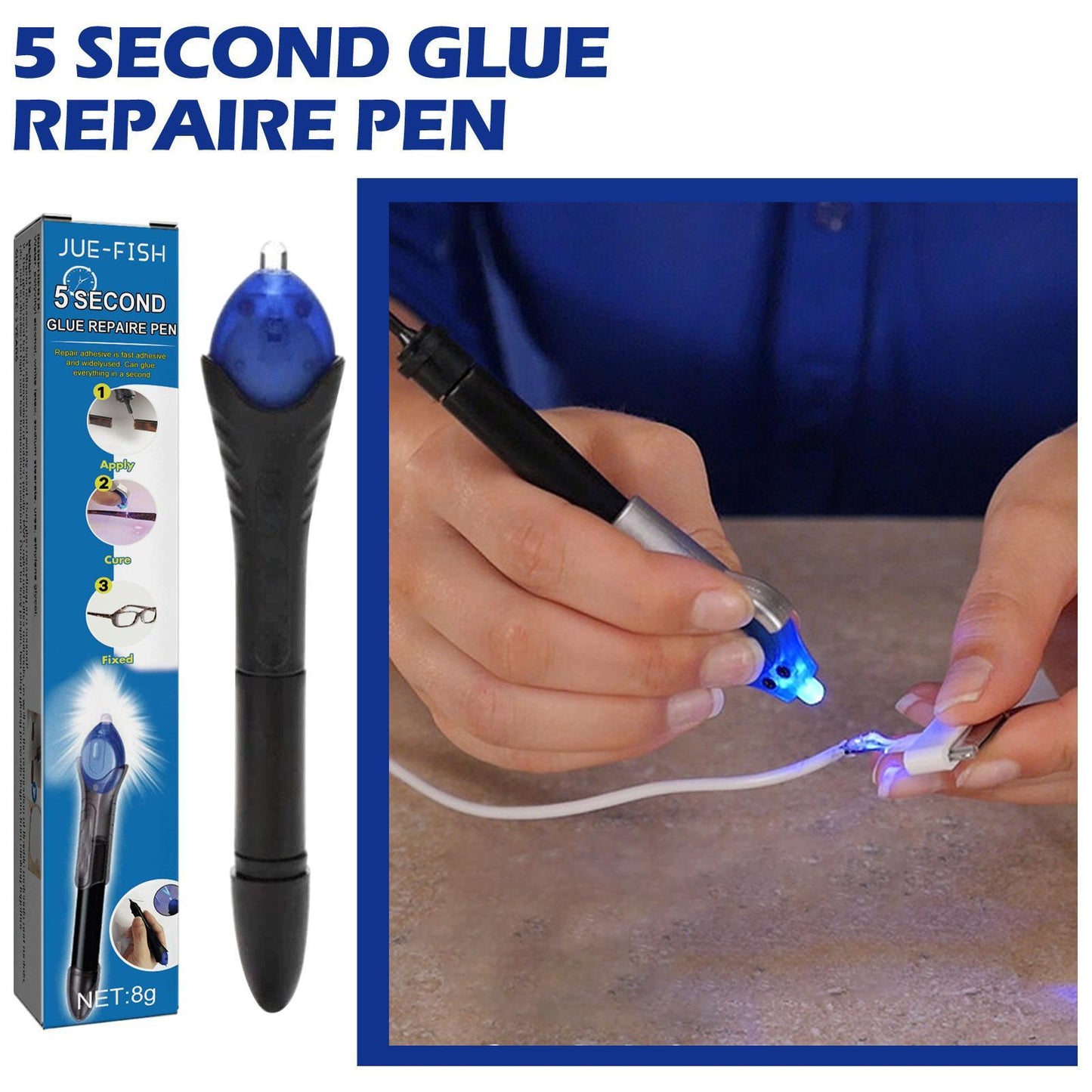 UV Light Curing Glue Pen — 5-Second Quick-Dry Repair Tool for Plastic, Metal, Ceramic & Glass