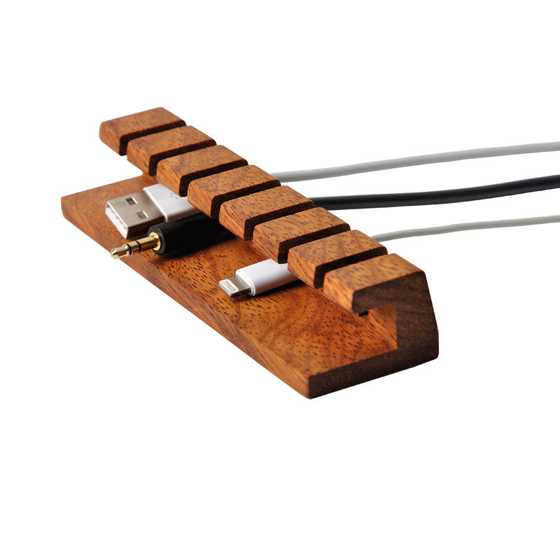 Desktop Solid Wood Cable Organizer – 6 Grids / 3pcs Set
