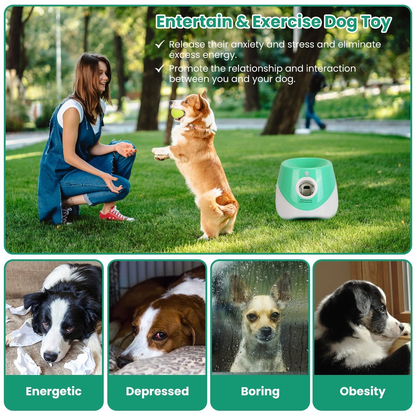 Automatic Dog Ball Launcher – Interactive Fetch Machine with 3 Launch Distances (Includes 6 Tennis Balls)