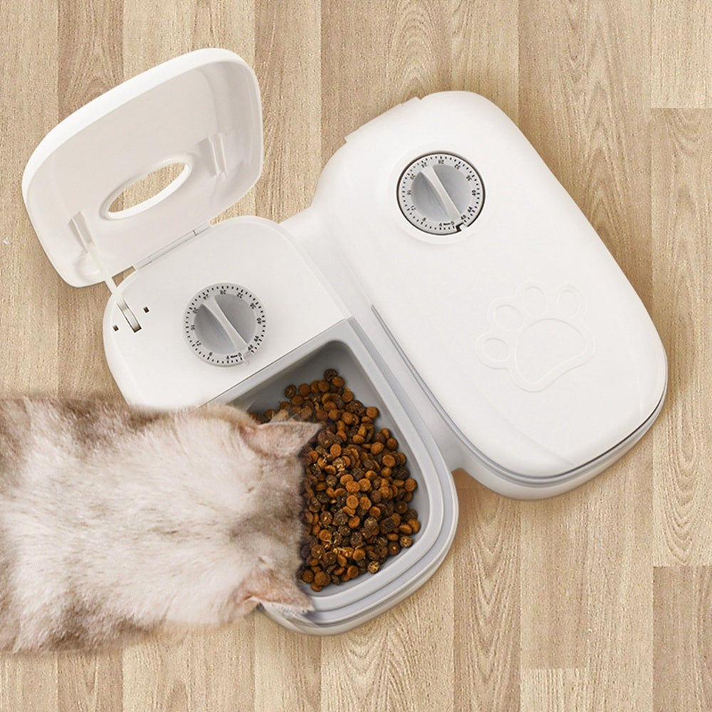 2-in-1 Automatic Gravity Pet Feeder | Single & Double Bowls (Pink / Grey)