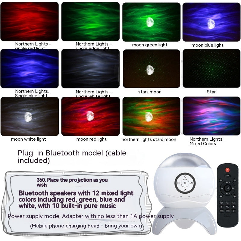 Aurora star projector with Bluetooth, white noise and multi-color lights