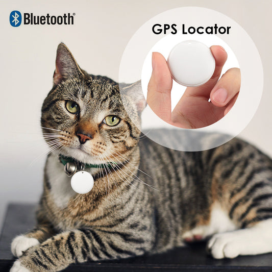 Smart Bluetooth Mini Pet Tracker – Global FindMyTag Locator for Dogs, Cats & Personal Items (Black / White)