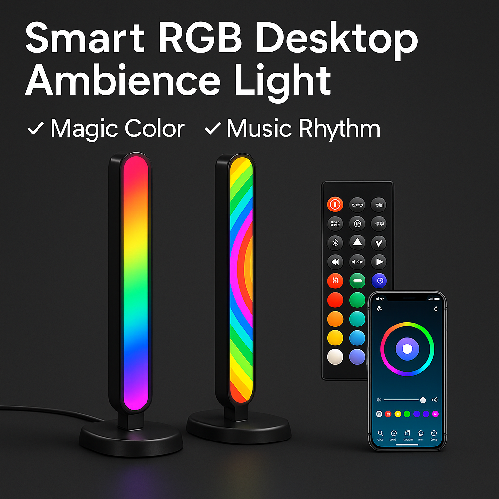 Smart RGB Desktop Ambience Light – Magic Color & Music Rhythm LED Set