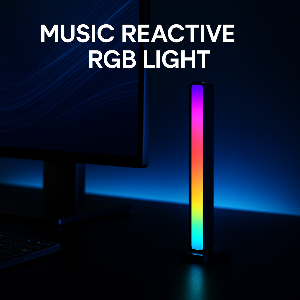 RGB Music Reactive LED Light Bars – smart ambient lighting, set of 2, product image on plain background.
