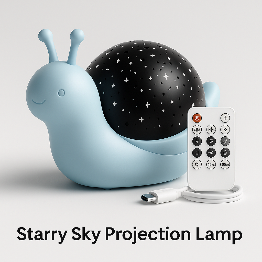 Snail Starry Sky Projector – Cute Galaxy Lamp with Remote & USB Power