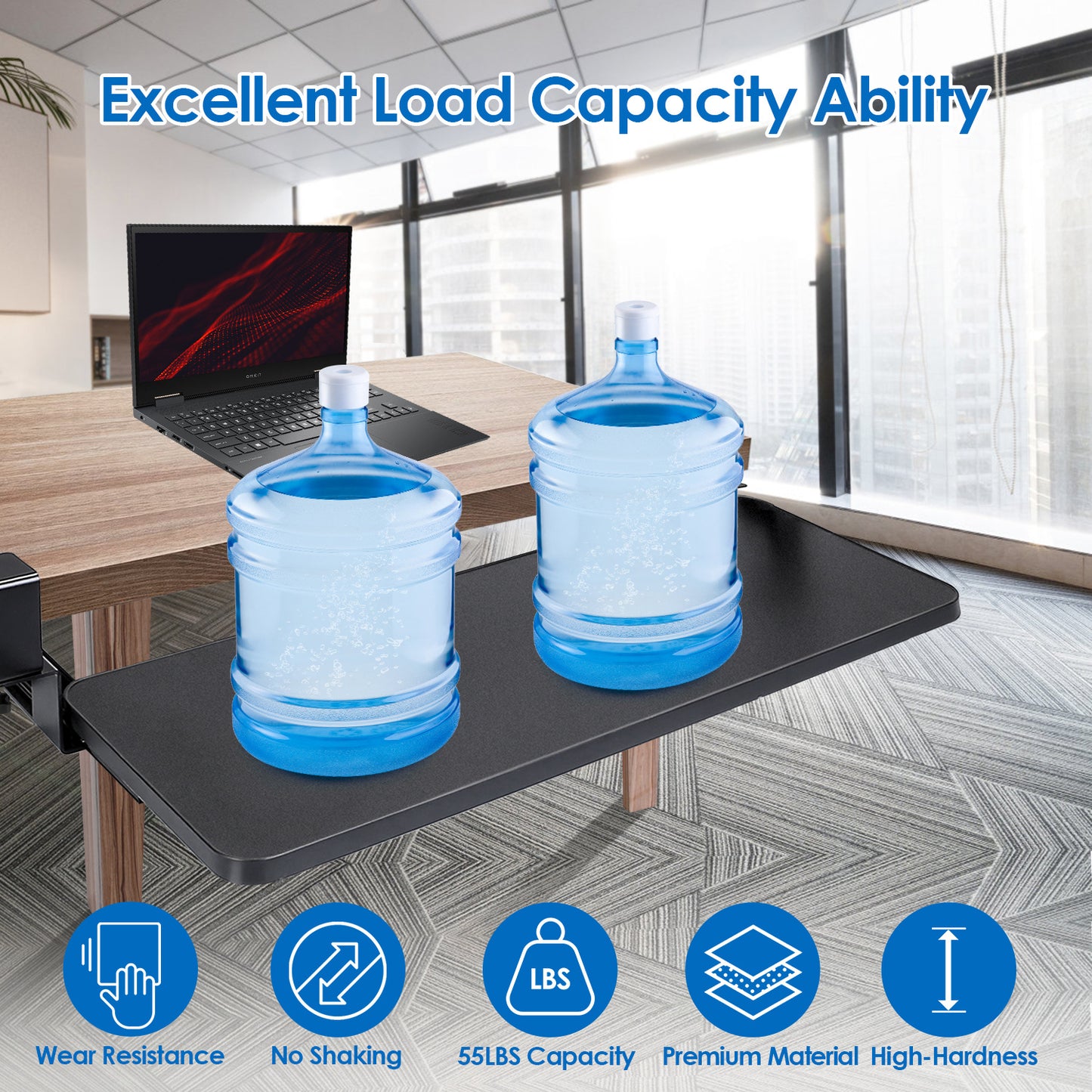 Under Desk Keyboard & Mouse Tray – Retractable Sliding Drawer, Adjustable Height, Heavy-Duty 55 lbs Load with C-Clamp Mount (Black)