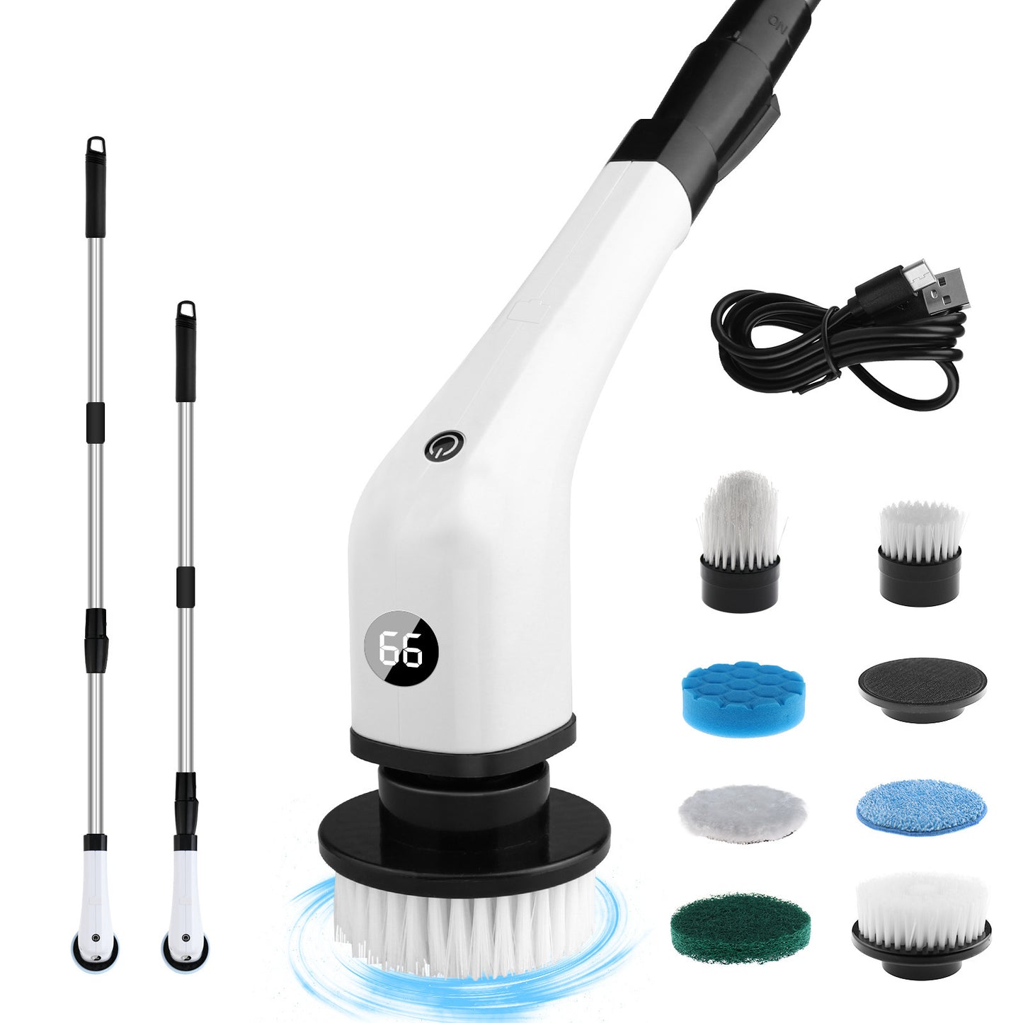 Electric Cleaning Brush – Household Multi-Functional 7-in-1 Bathroom & Toilet Cleaning Brush (Beige/Black/White)