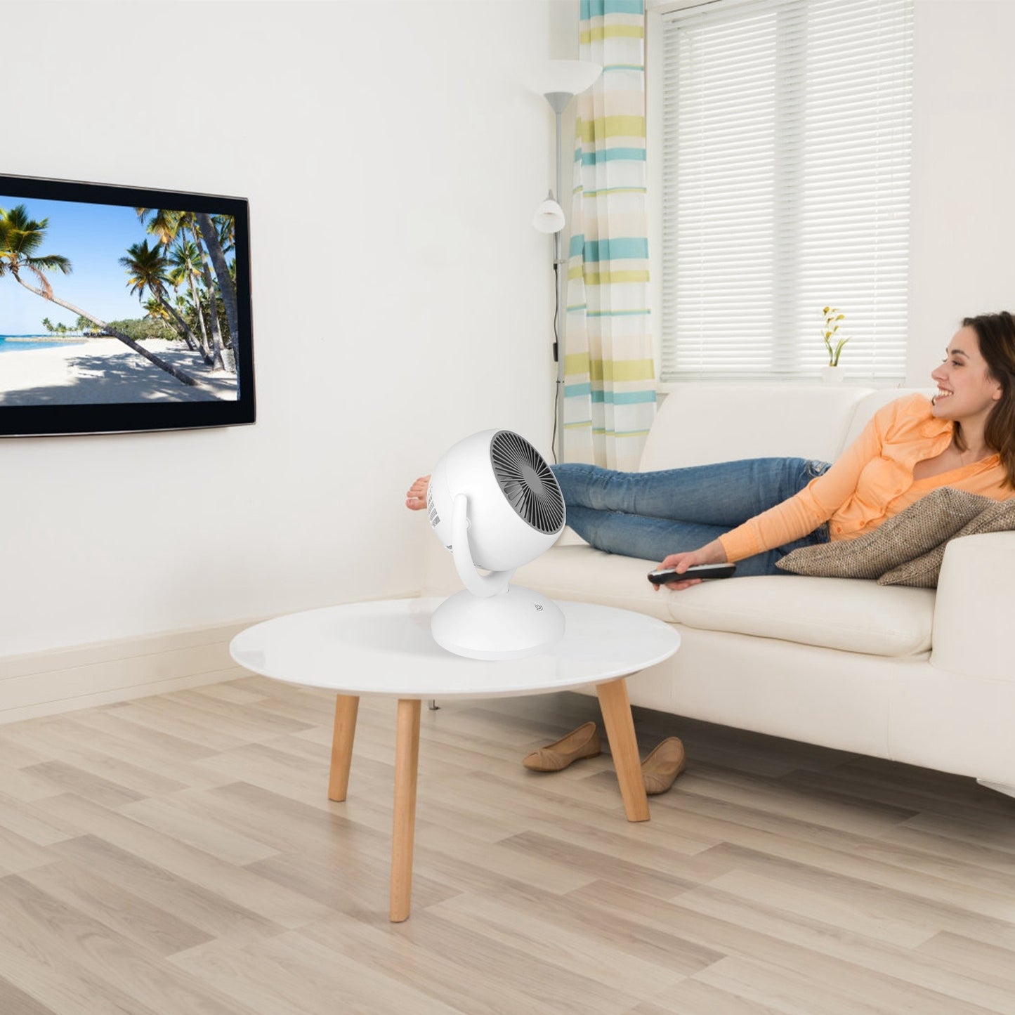 Air Circulator Desk Fan – Portable Rechargeable Oscillating Fan with 4 Speeds, 360° Tilt & Quiet 40 dB Operation (White)