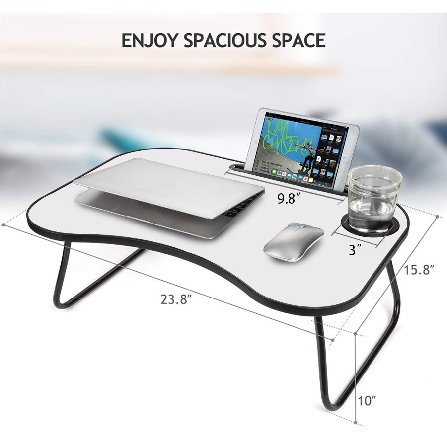 Portable Laptop Bed Desk – Foldable Lap Desk with Cup Holder