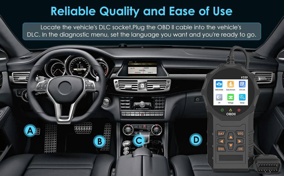 Automotive OBD2 Scanner – Check Engine Code Reader & Diagnostic Tool for All OBDII Vehicles
