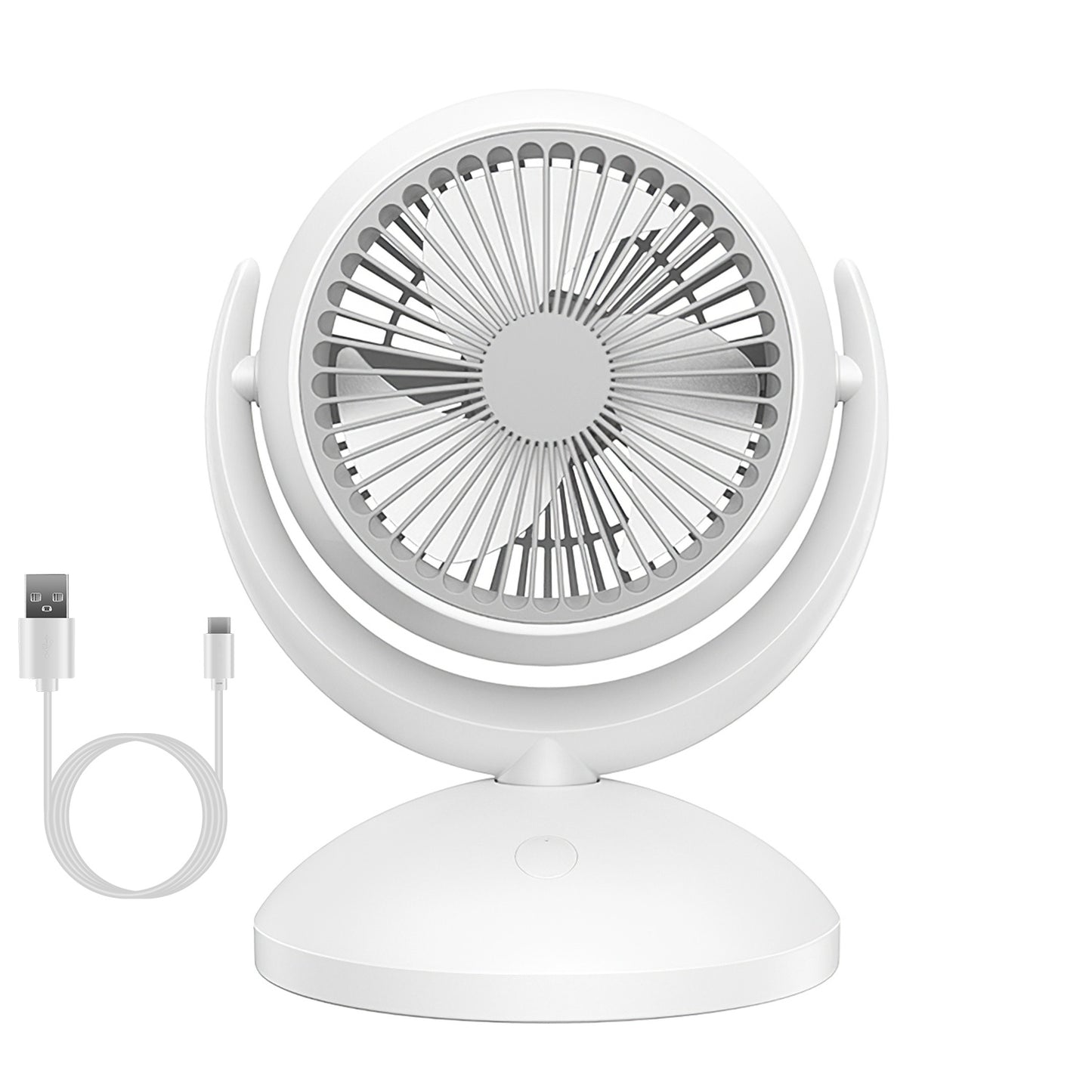 Air Circulator Desk Fan – Portable Rechargeable Oscillating Fan with 4 Speeds, 360° Tilt & Quiet 40 dB Operation (White)