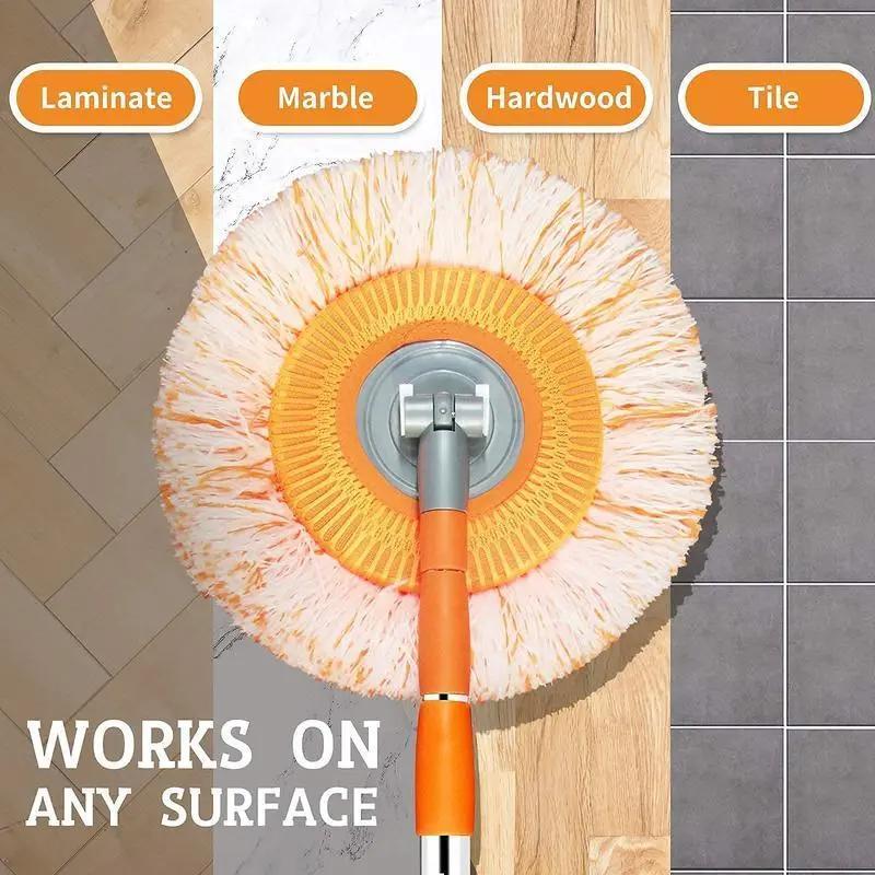 Sunflower Flat Mop — 175 cm Extendable Handle, Multi-Angle Cleaning Head, Reusable Microfiber Pads