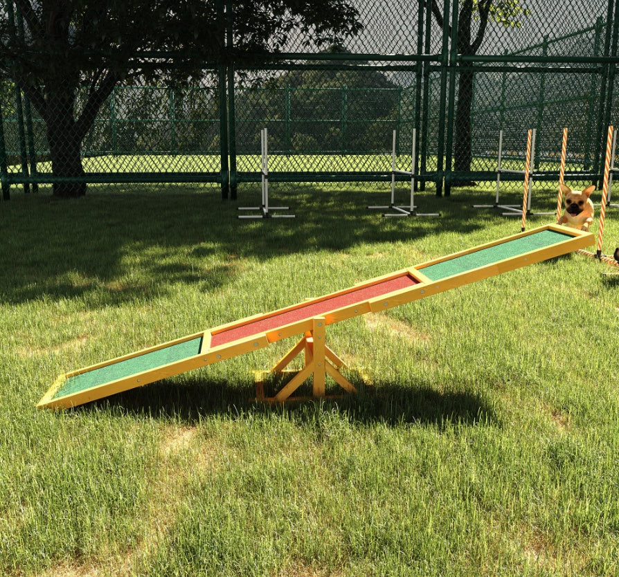 Wooden 71-inch dog agility seesaw for training and exercise