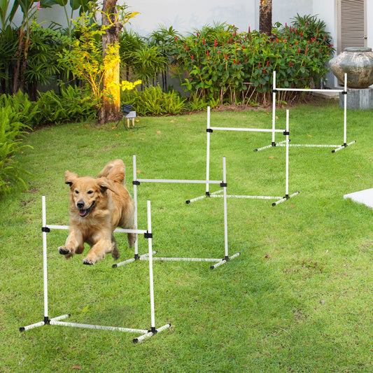 4-Piece Dog Agility Training Equipment – Height-Adjustable Jumping Poles + Carry Bag