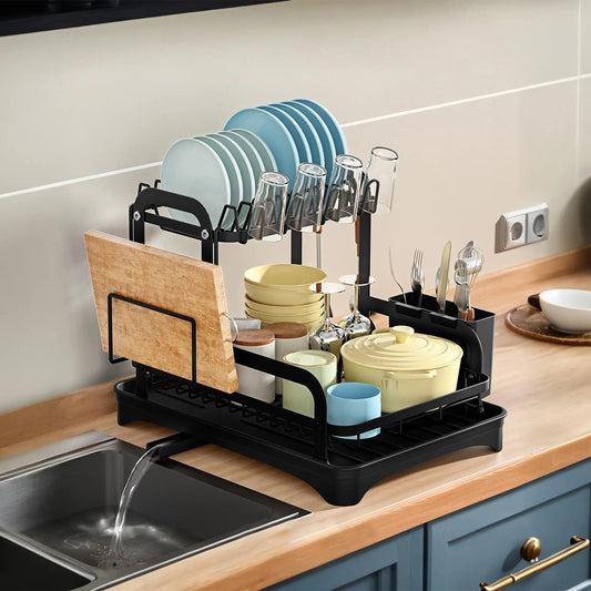 2-Tier Dish Drying Rack – Space-Saving Rustproof Kitchen Organizer