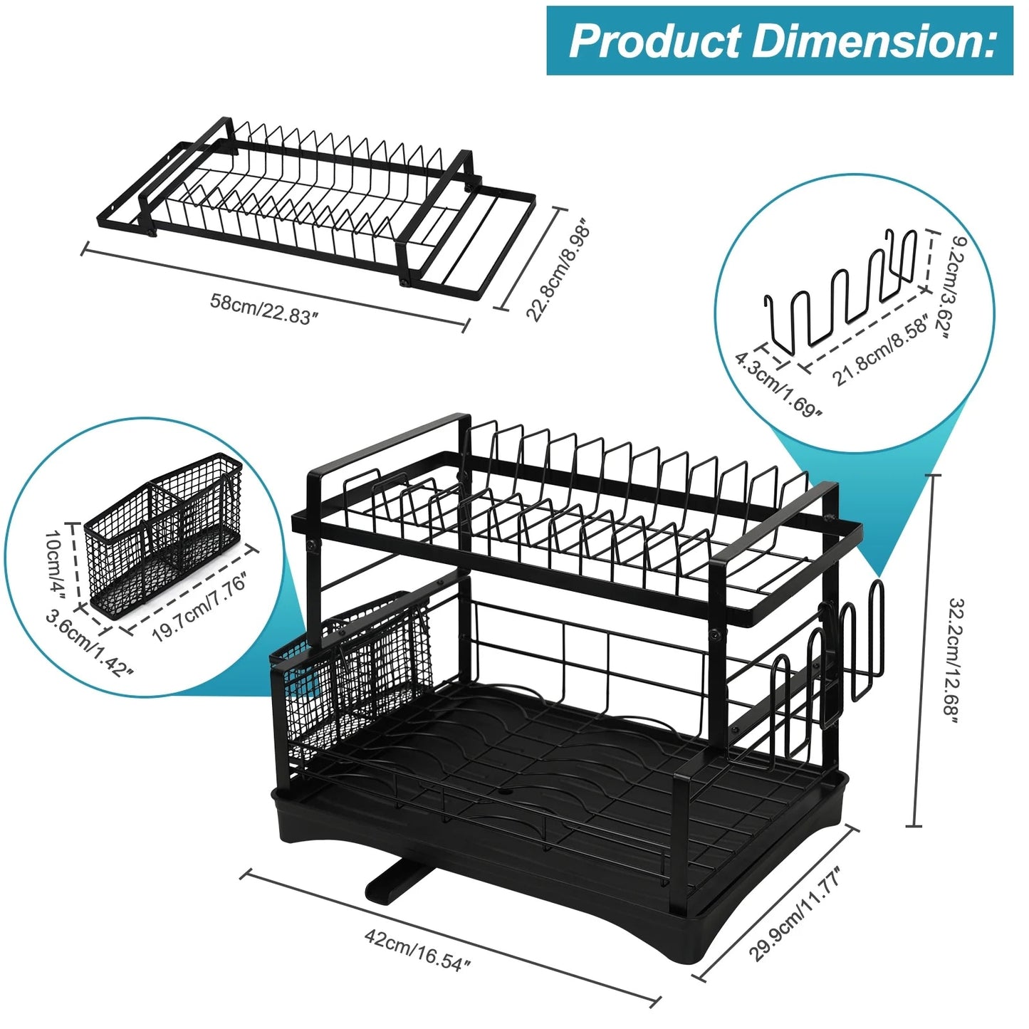 Upgraded 8-Tier Pot & Pan Organizer with Detachable Dish Drying Rack