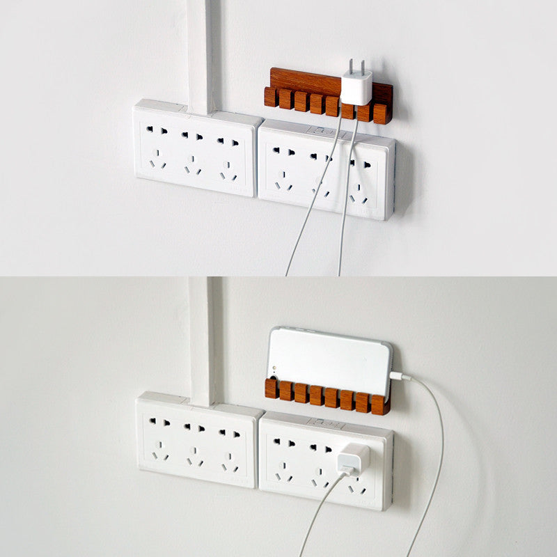 Desktop Solid Wood Cable Organizer – 6 Grids / 3pcs Set