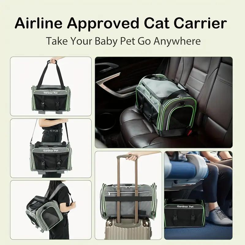 Expandable pet carrier with wheels, six-side breathable mesh, and foldable design for cats and small dogs