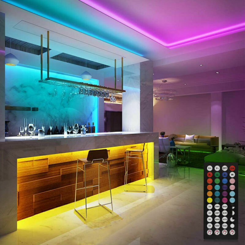 Bluetooth RGB LED Strip Lights — Music Sync + Remote — Flexible Smart Light Strip (US Plug)