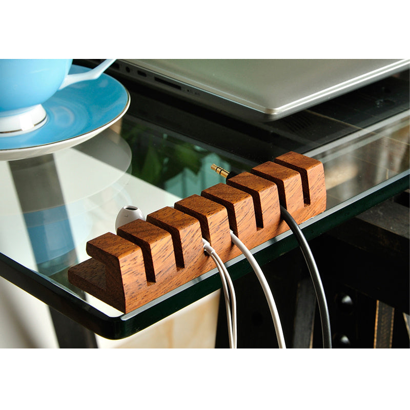 Desktop Solid Wood Cable Organizer – 6 Grids / 3pcs Set