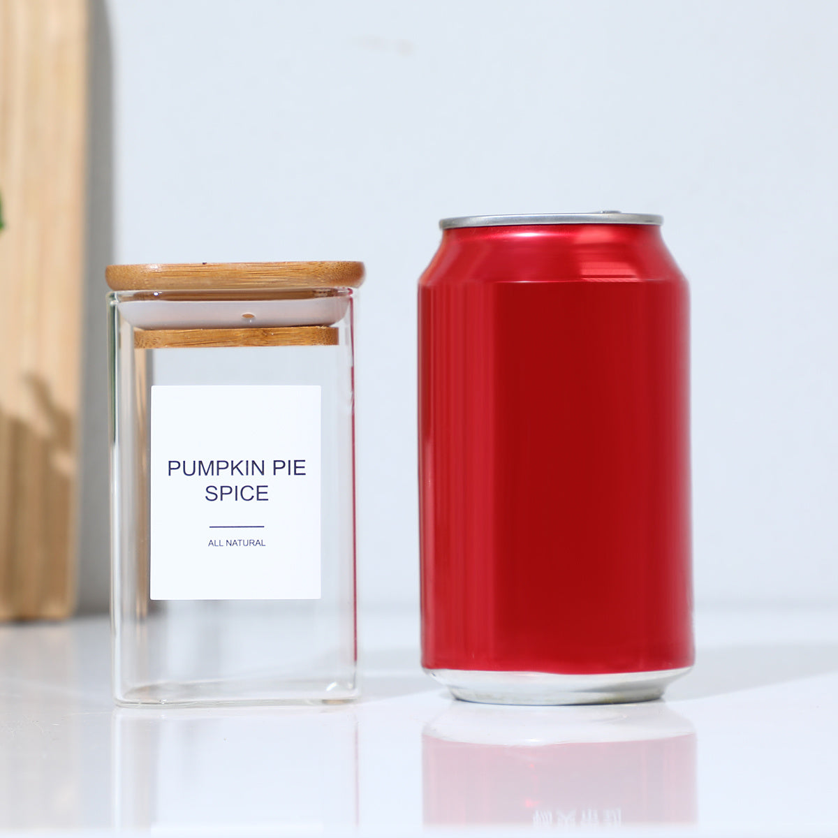 12PCS Square Spice Jars With Labels – High-Borosilicate Glass (240ml)