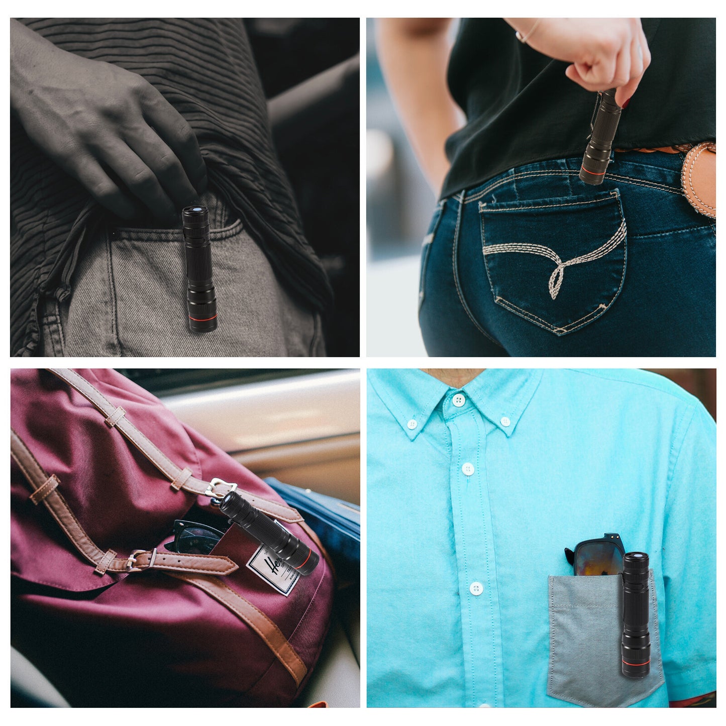 2-Pack Tactical LED Flashlight – USB Rechargeable Mini Military Torch with Zoom and 3 Light Modes