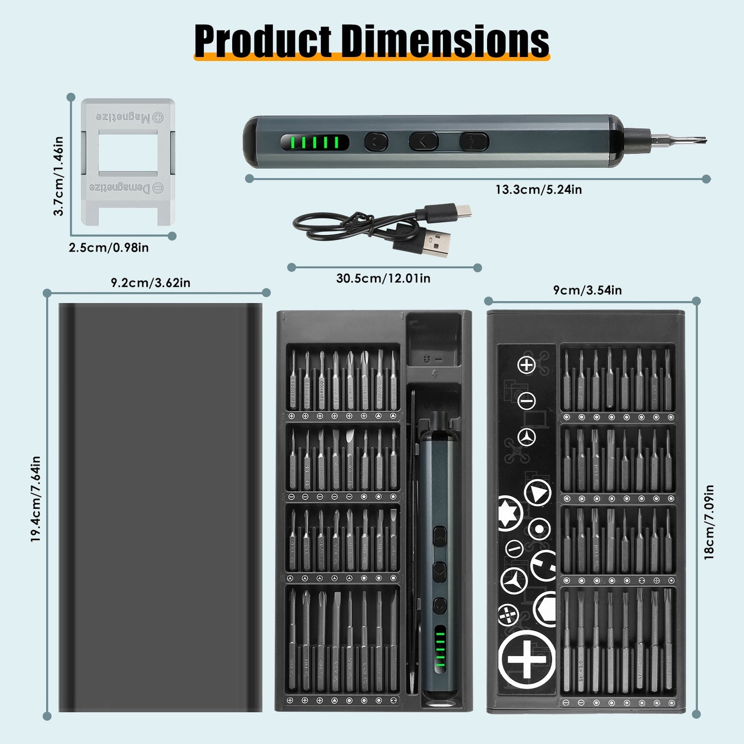 70-in-1 Mini Electric Precision Screwdriver Kit – Rechargeable, Magnetic, 5 Torque Levels