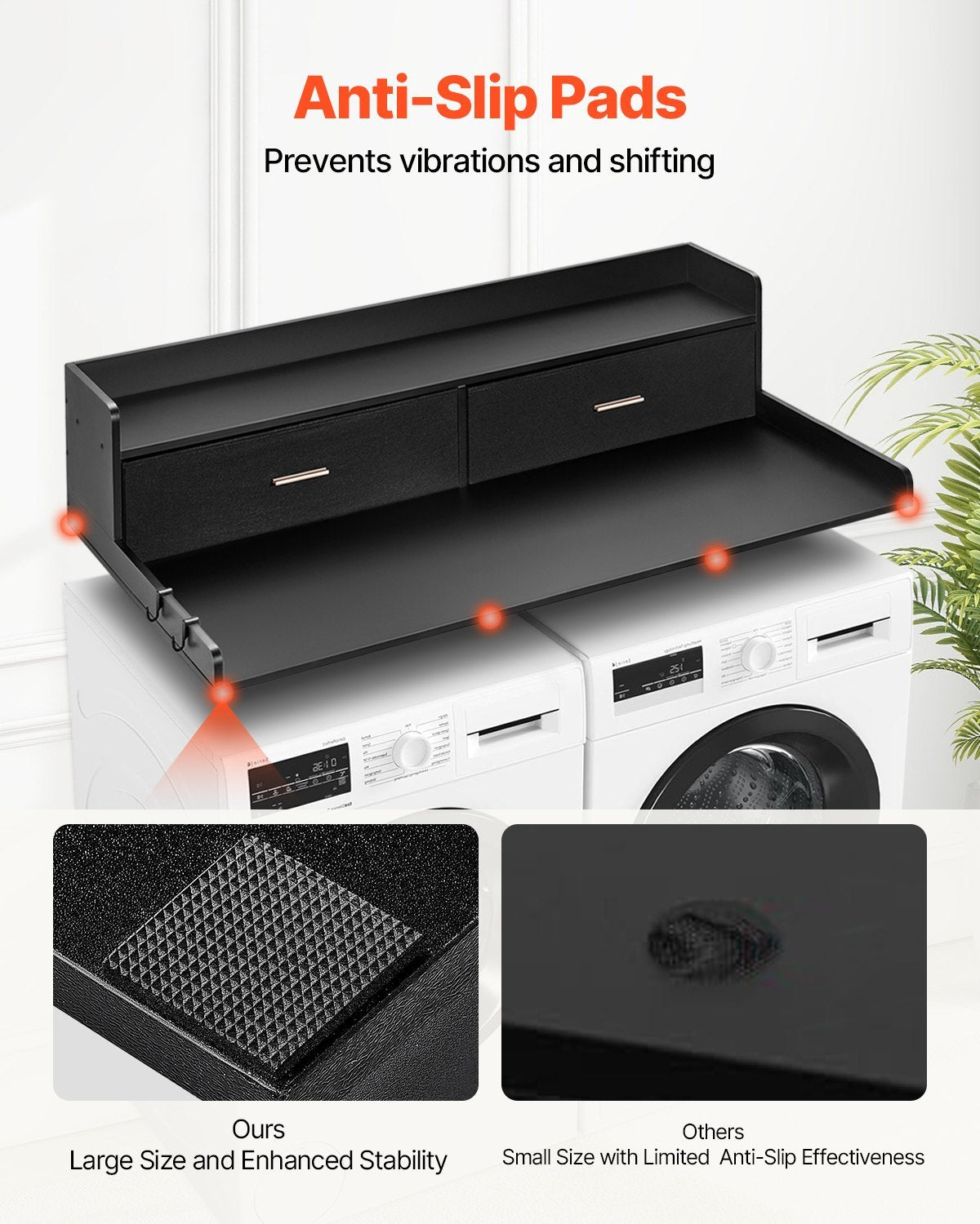 Washer & Dryer Countertop With Storage – 27.5" × 54" Wood Laundry Top With 2 Drawers