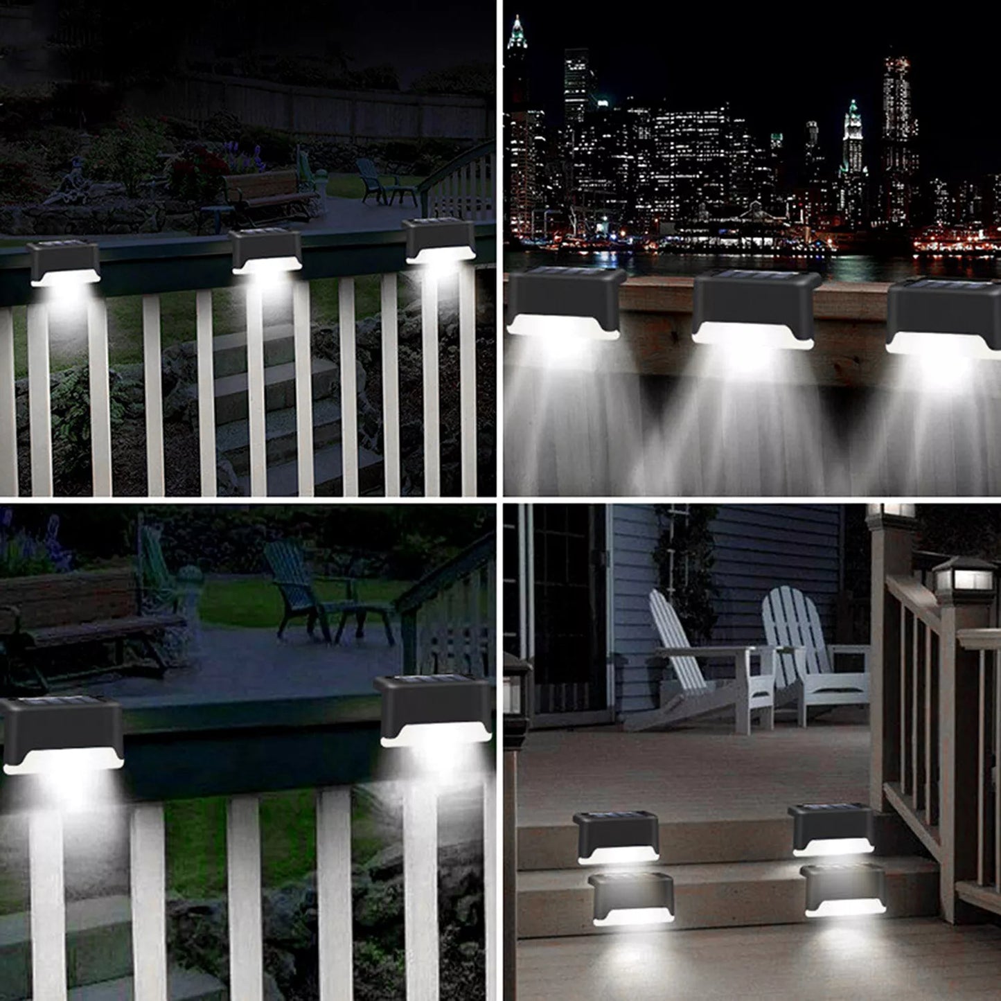 Solar LED Deck Lights – 4-Pack | Outdoor Stair & Patio Lighting (Warm White)