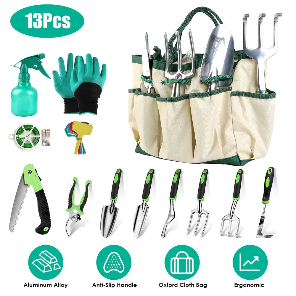 13Pcs Garden Tool Set – Aluminum Alloy Gardening Hand Tools Kit