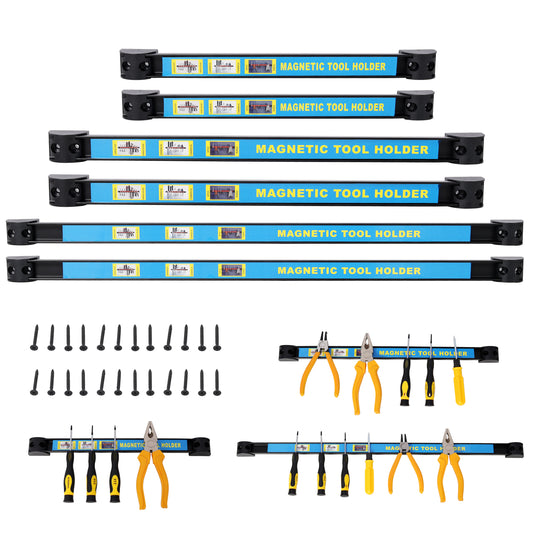 6-Pack Heavy-Duty Magnetic Tool Bar Set – 12", 18", 24" Wall-Mounted Tool Holder for Garage & Workshop