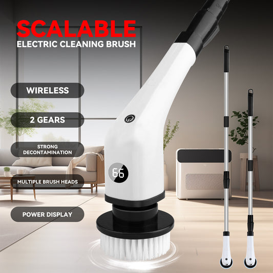 Electric Cleaning Brush – Household Multi-Functional 7-in-1 Bathroom & Toilet Cleaning Brush (Beige/Black/White)