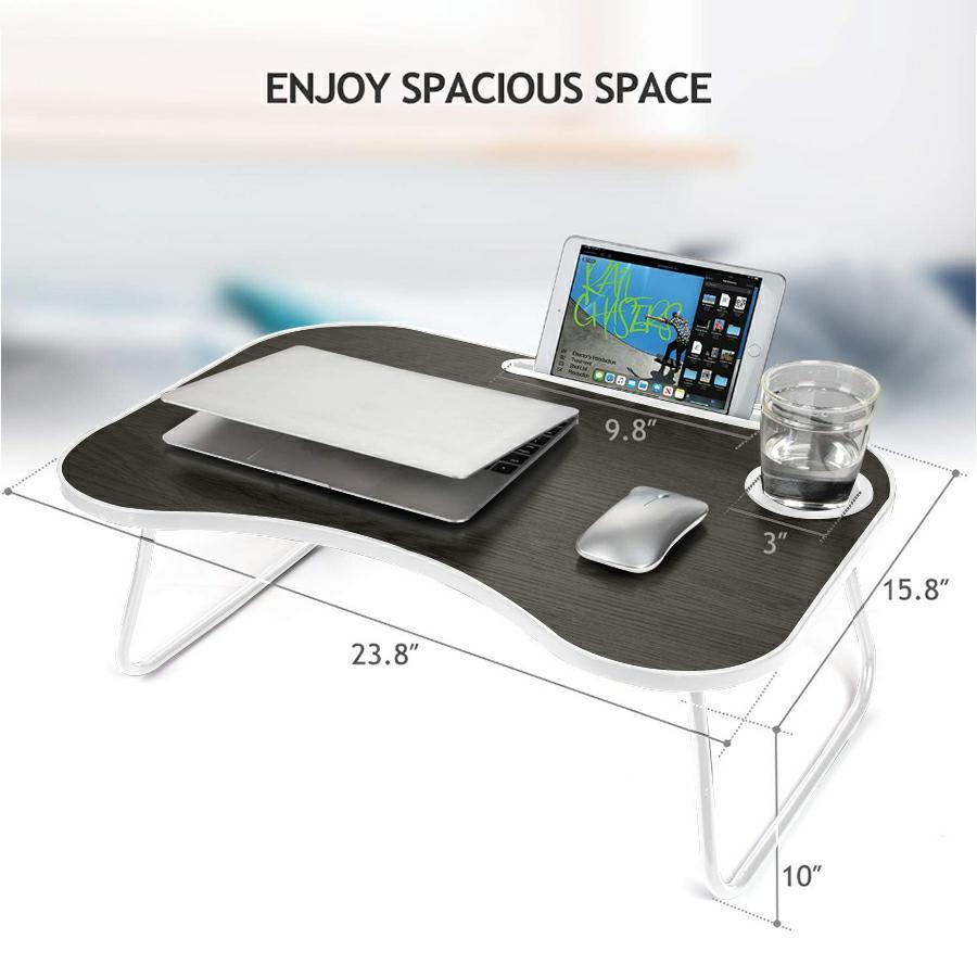 Portable Laptop Bed Desk – Foldable Lap Desk with Cup Holder